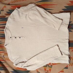 Men's All Saints Longsleeve Thermal Henley, Grey, Size S